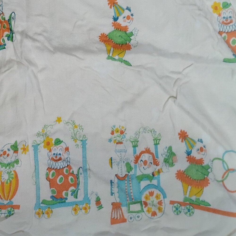 Vintage Riegel Clowns Baby Bedding Receiving Blanket 30x40 Cotton Flannel